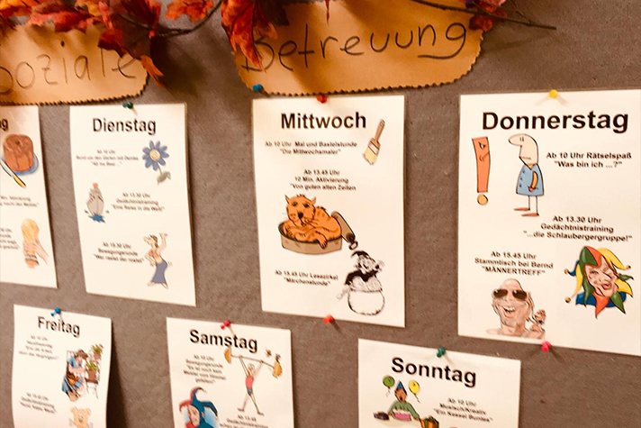 Pinnwand Soziale Betreuung im Seniorenhaus